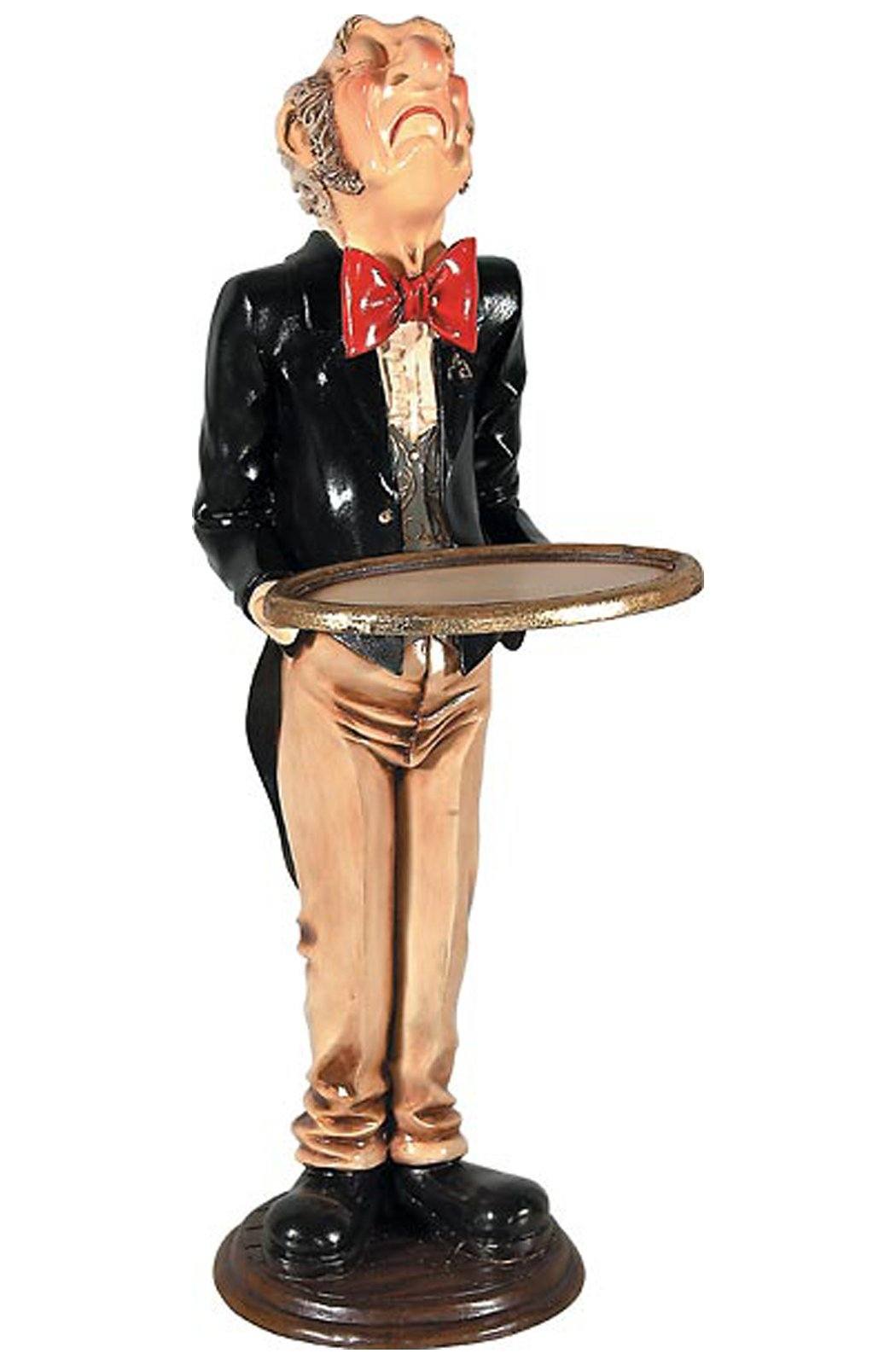 AFD Connoisseur Waiter 37" Tall w Tray Statuary AFD Multi-Colored 