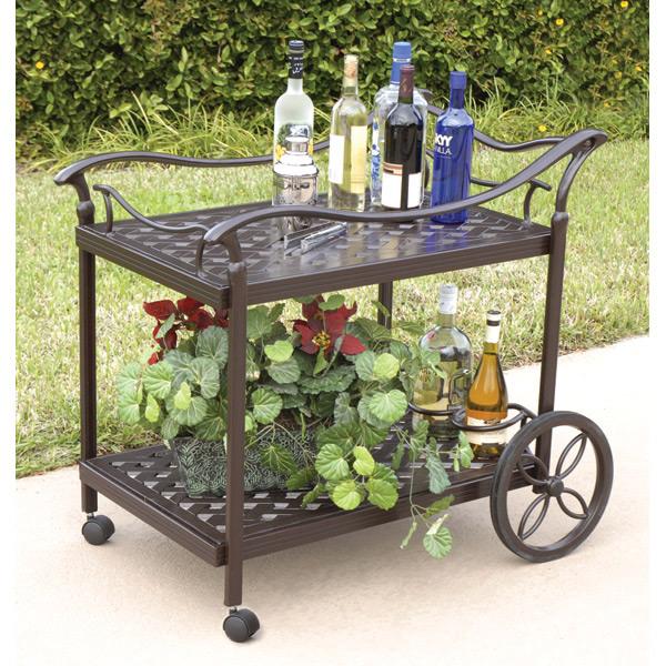 AFD Savannah Outdoor Aluminum Serving Tea Cart Carts AFD Brown 