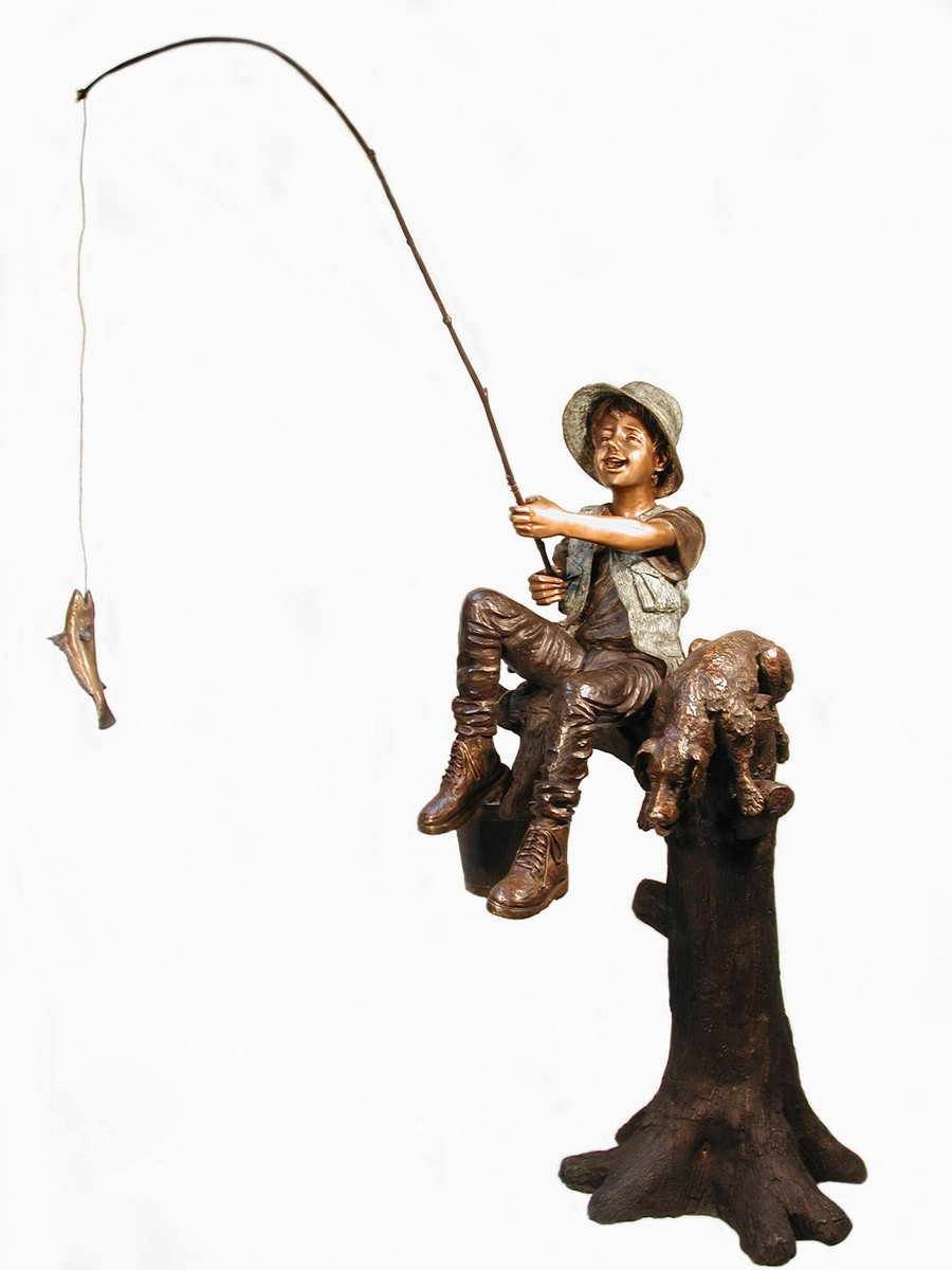 AFD Fishing Boy on Tree Décor AFD Multi-Colored 