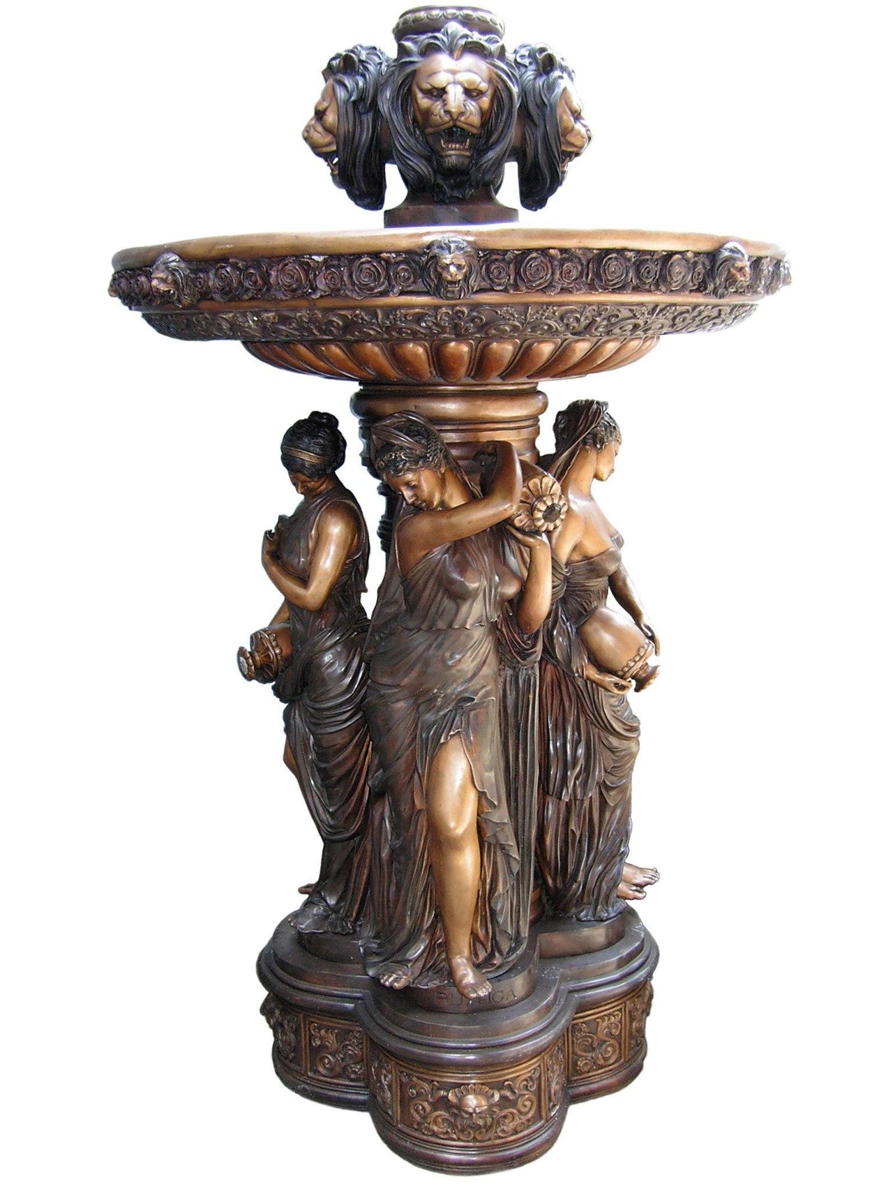 AFD 4 Season Lady with Lion Face Fountain Décor AFD Bronze 