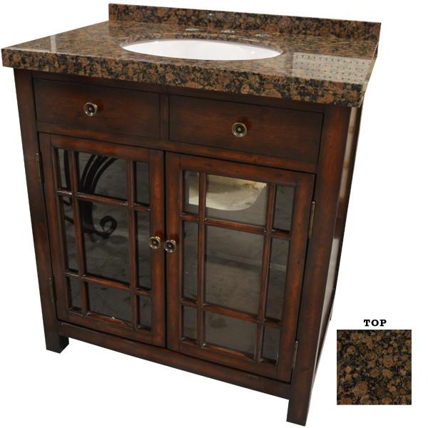 AFD Brown Stone Vanity 32" Single Sink Freestanding Bathroom Vanity Vanity AFD 