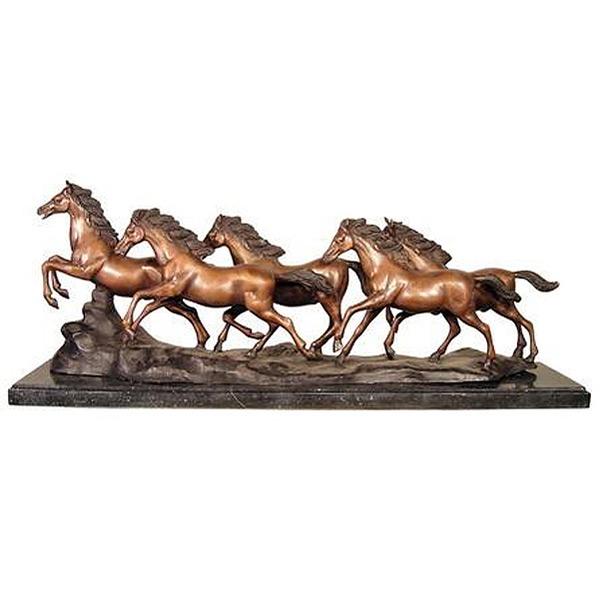 AFD 5 Horses Running Mantel Size Décor AFD Bronze 