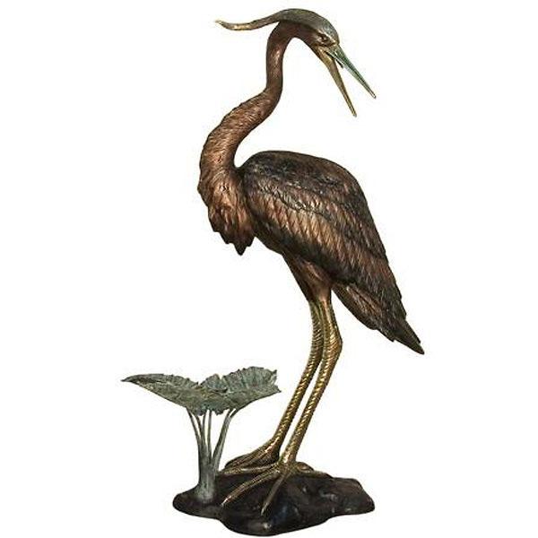AFD Heron on Base Facing Right Fountain Décor AFD Multi-Colored 