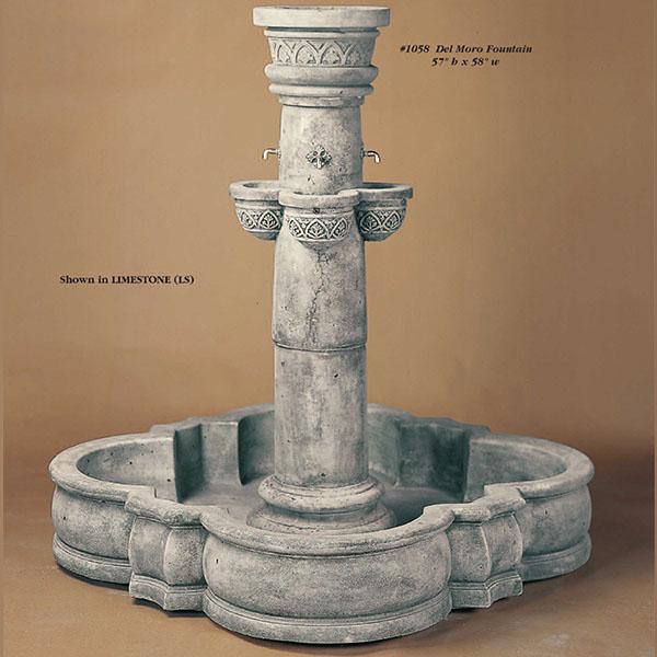 Del Moro Cast Stone Outdoor Garden Fountain With Spout Fountain Tuscan 