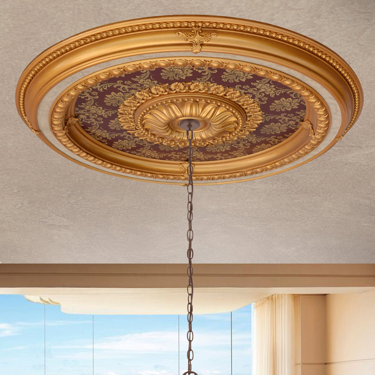 AFD Brocade Round Chandelier Ceiling Medallion Medallions AFD Multi-Colored 