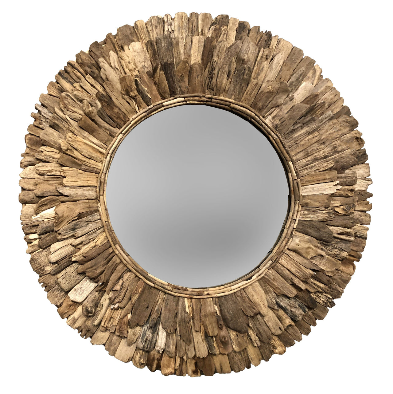 AFD Large Round Wood Chuck Mirror 120 Cm Mirrors AFD Natural 