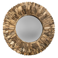Thumbnail for AFD Large Round Wood Chuck Mirror 120 Cm Mirrors AFD Natural 