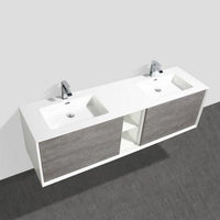 Thumbnail for Eviva Vienna 75″ White Frame Wall Mount Double Sink Bathroom Vanity w/ White Integrated Top Vanity Eviva 