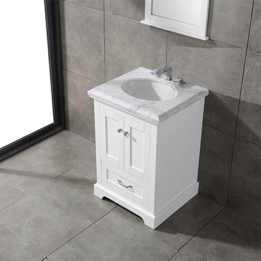 Eviva Houston 24″ Bathroom Vanity w/ Double Ogee Edge White Carrara Top Vanity Eviva 