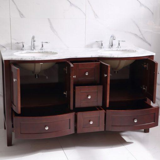 Eviva Stanton 60″ Transitional Double Sink Bathroom Vanity w/ White Carrara Top Bathroom Vanity Eviva 