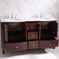 Thumbnail for Eviva Stanton 60″ Transitional Double Sink Bathroom Vanity w/ White Carrara Top Bathroom Vanity Eviva 