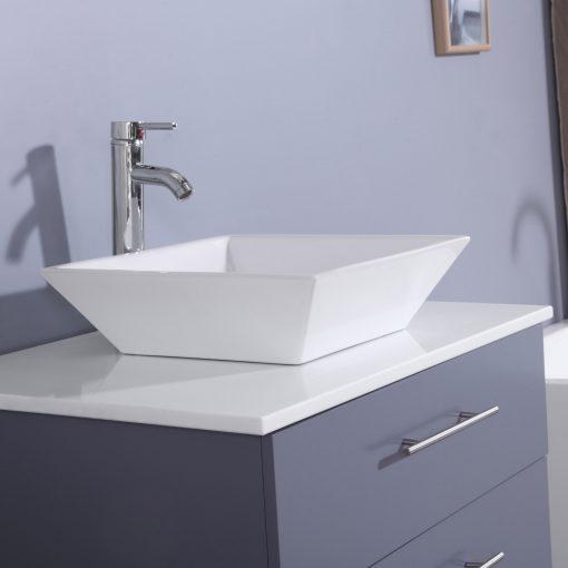 Totti Wave 30″ Modern Bathroom Vanity w/ Super White Man-Made Stone Top & Sink Vanity Eviva 