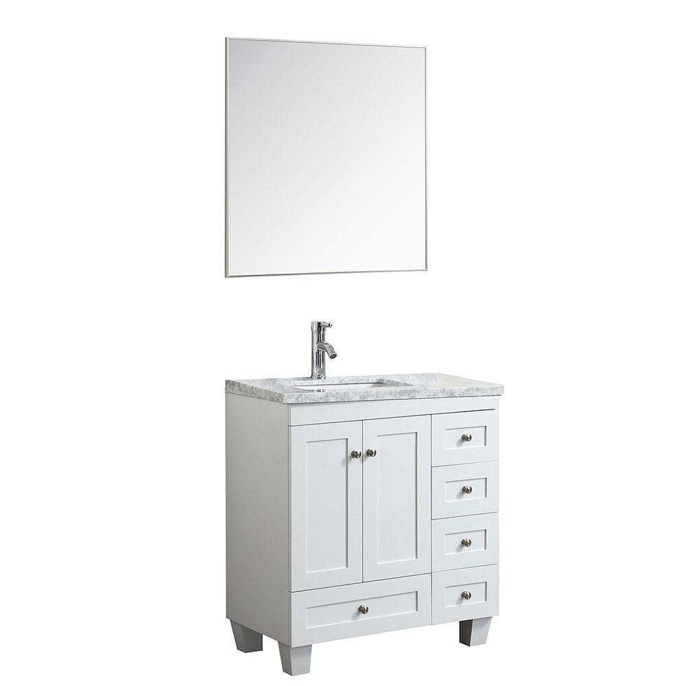 Eviva Happy 30″ x 18″ Transitional Bathroom Vanity w/ White Carrara Top Vanity Eviva 