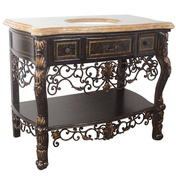 AFD Woodstone Marble & Iron Vanity 44" Single Sink Freestanding Bathroom Vanity Vanity AFD 