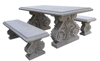Thumbnail for AFD Classic Acanthus Garden Table and Bench set of 3 (KIT) Patio AFD White Stone 