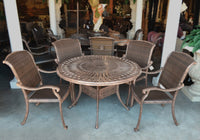 Thumbnail for AFD Palladio Woven Aluminum Outdoor Round Dining Table Set of 5 Tables AFD Brown 