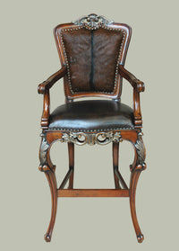 Thumbnail for AFD Western Chippendale Fur and Leather Bar Stool Stools AFD Multi-Colored 