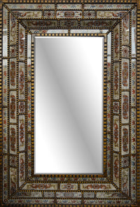 Thumbnail for AFD Peruvian Painted Glass White Mirror Mirrors AFD Multi-Colored 
