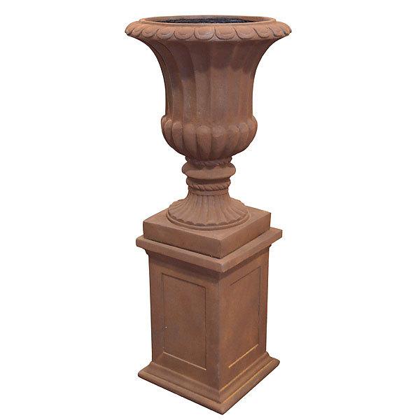 AFD Terra Cotta Vase on Pedestal Décor AFD Rust 