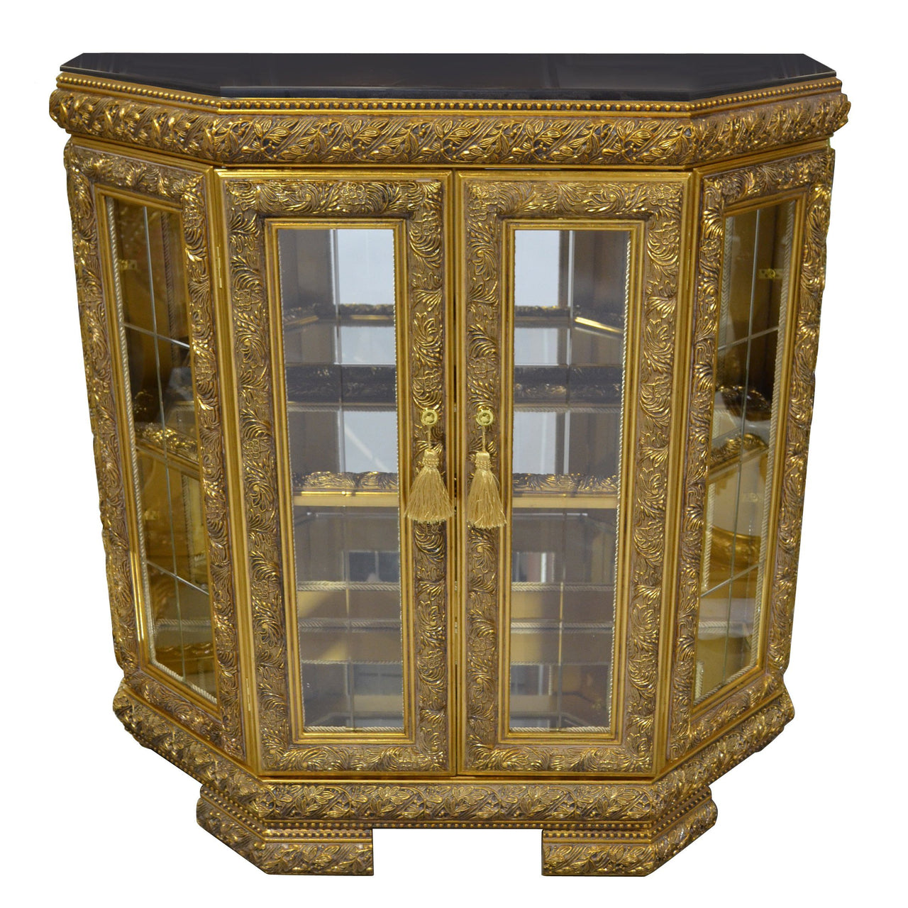AFD Gilt Vitrine with Marble Top Chests AFD Multi-Colored 