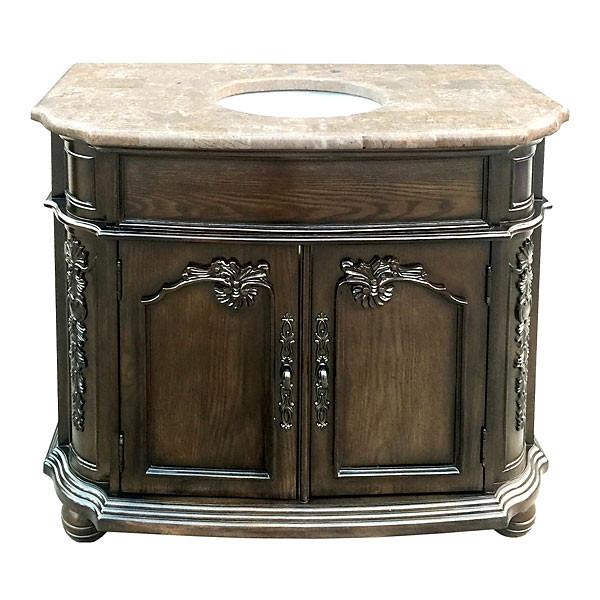 AFD Carved Seasoned Wood Vanity 42" Single Sink Freestanding Bathroom Vanity Vanity AFD 