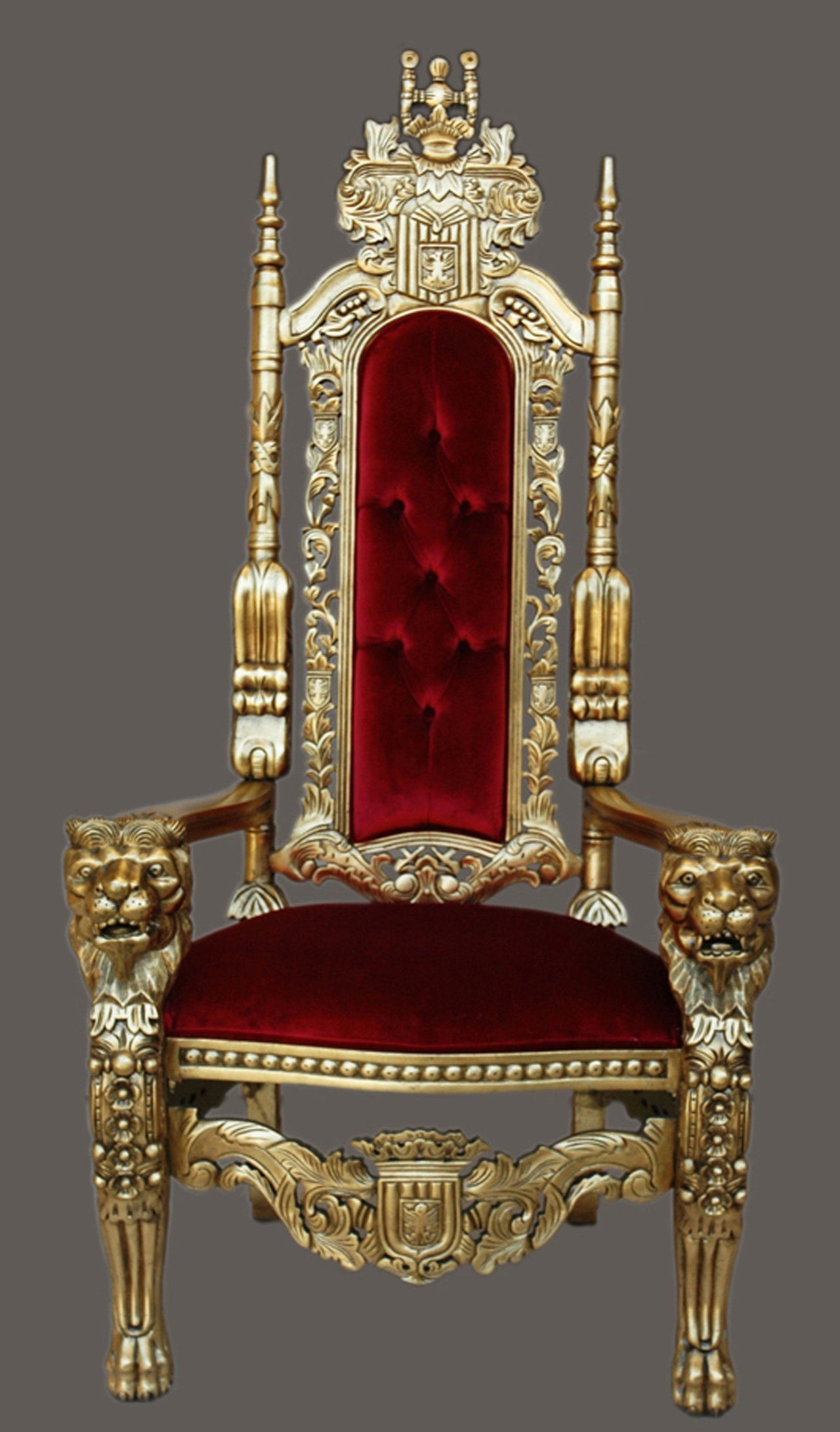 AFD King Chair in Gold Leaf and Burgandy Velvet Chairs AFD Gold 