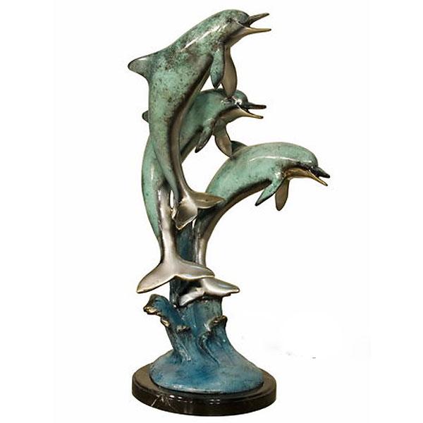 AFD Three Jumping Dolphins on Marble Base Décor AFD Multi-Colored 