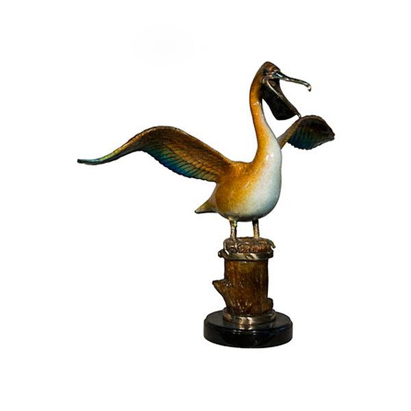 AFD Pelican On Marble Base in Special Patina Décor AFD Multi-Colored 