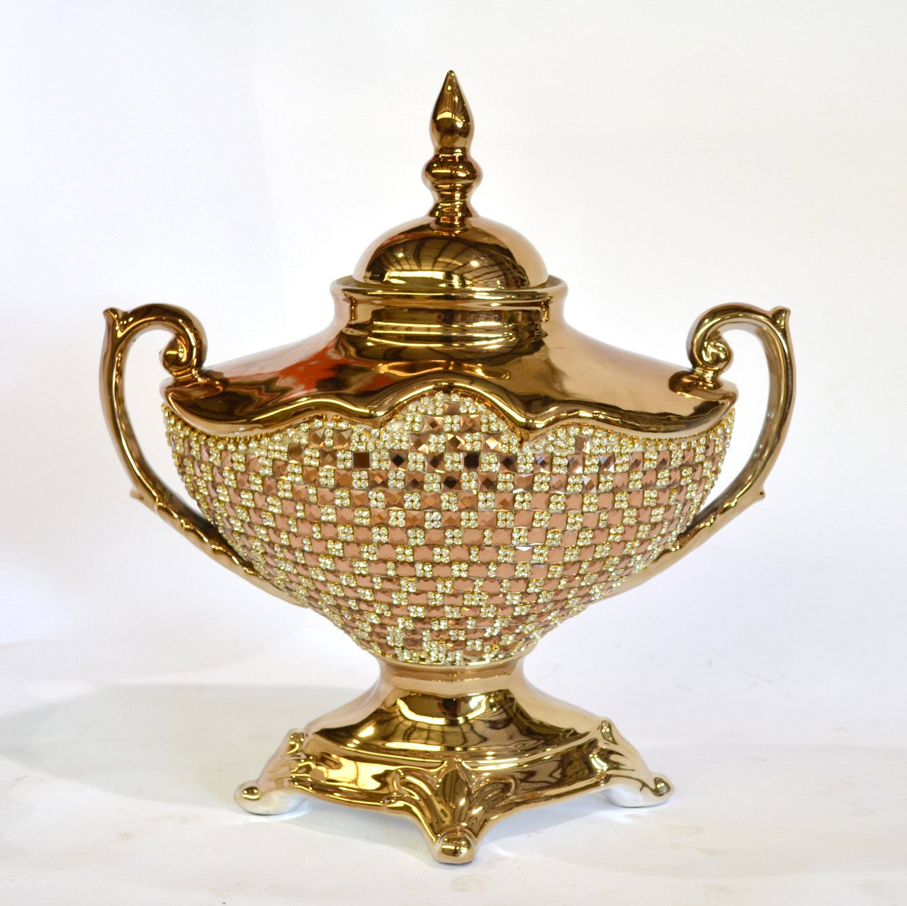 AFD Rose Crystal Tureen Urns AFD Rose, Gold 