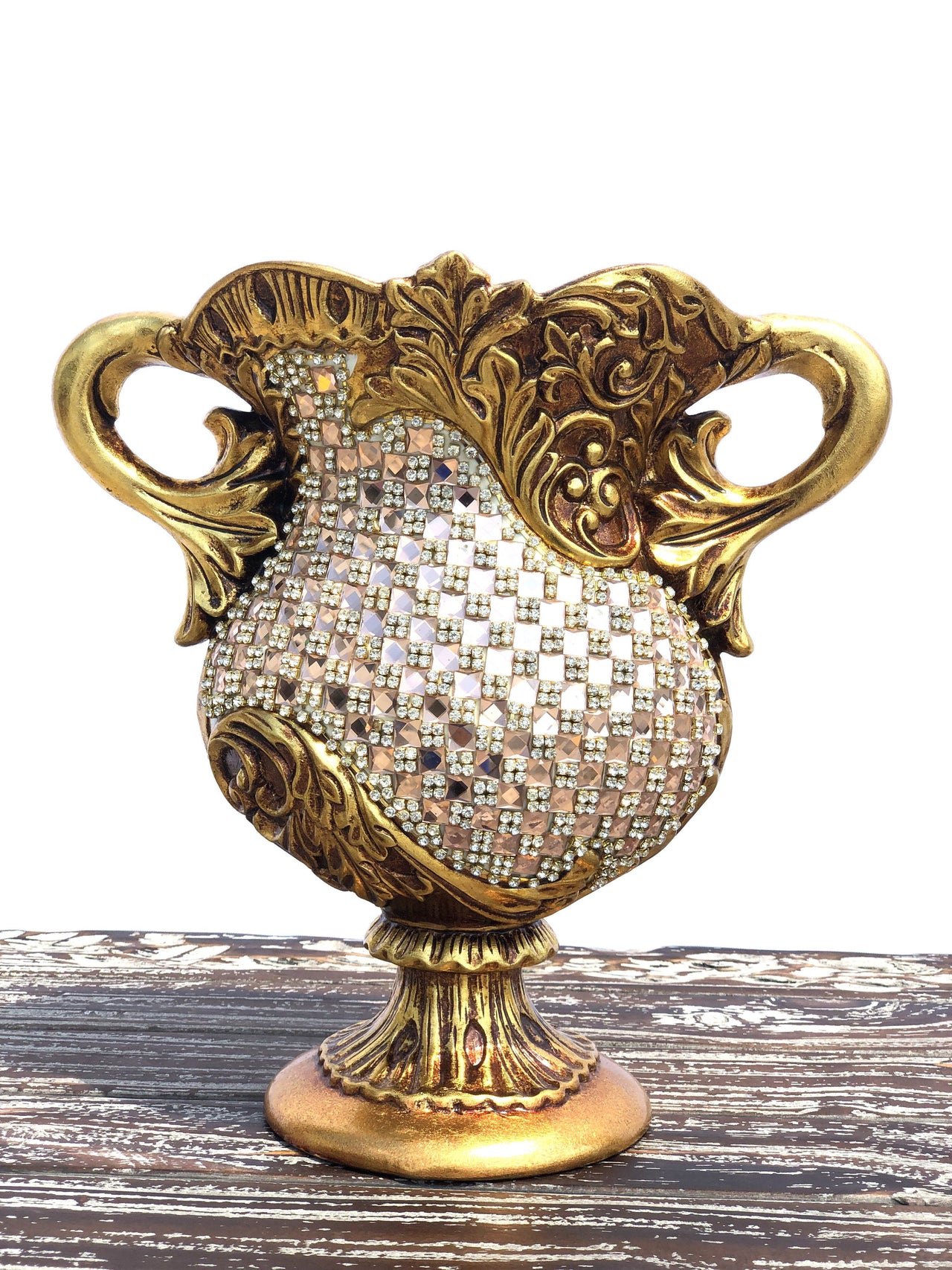 AFD Rose Crystal Wide Mouth Vase Décor AFD Burnished Gold 