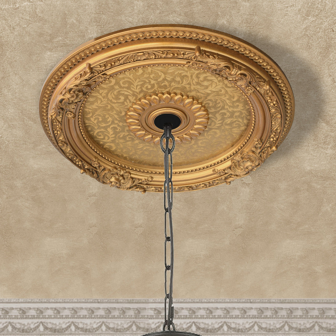 AFD Golden Leaf Chandelier Ceiling Medallion 24in Medallions AFD Multi-Colored 