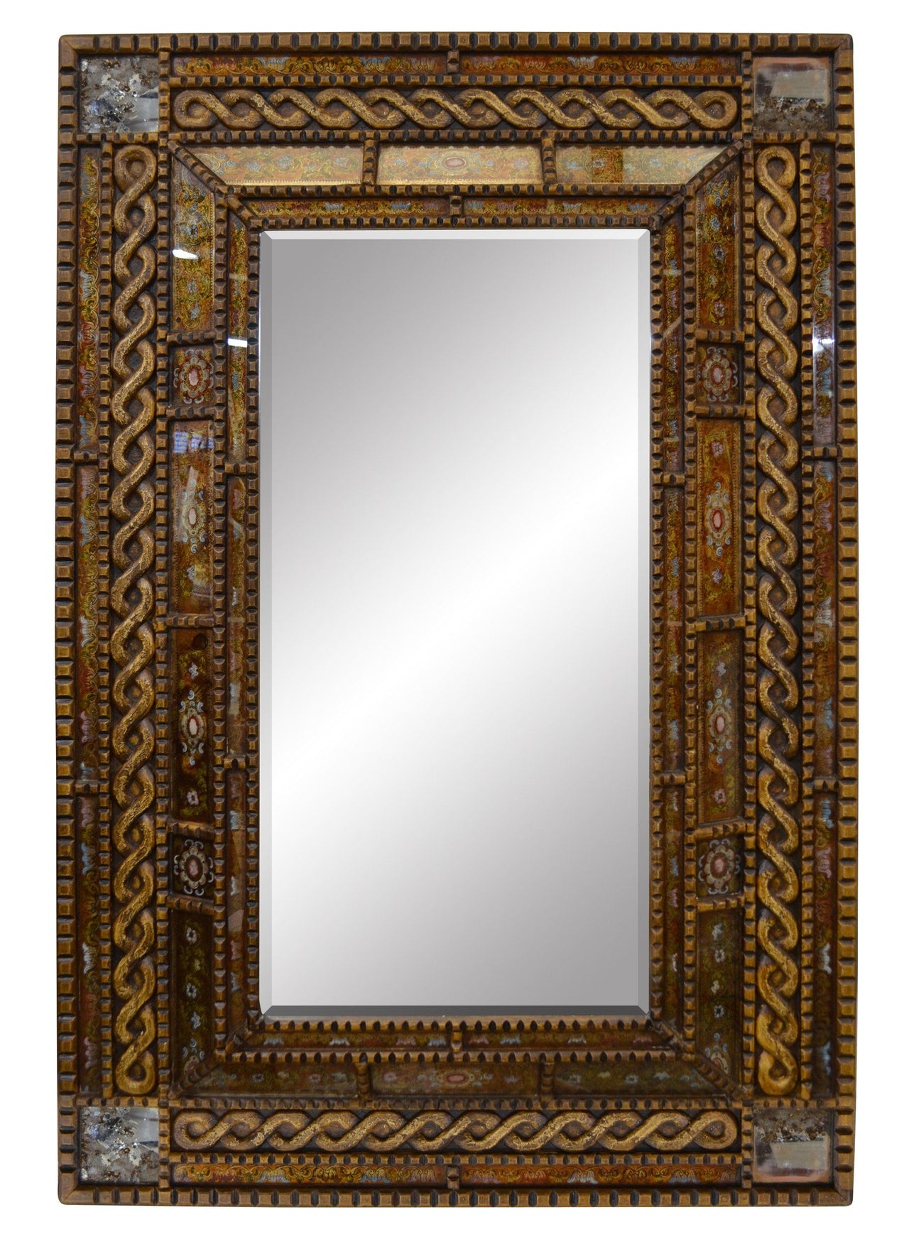 AFD Peruvian Painted Glass Serpentine Mirror Mirrors AFD Multi-Colored 