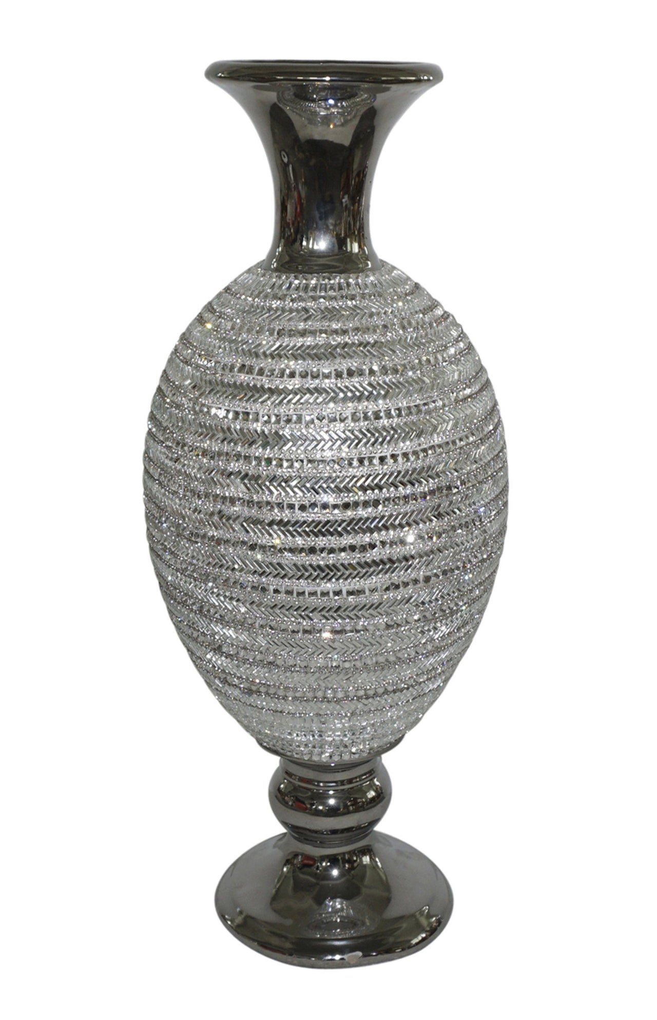 AFD Princess Rounded Vase Décor AFD Crystal, Silver 