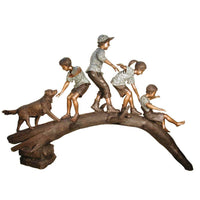 Thumbnail for AFD Kids and Dog on Log Bridge Décor AFD Bronze 