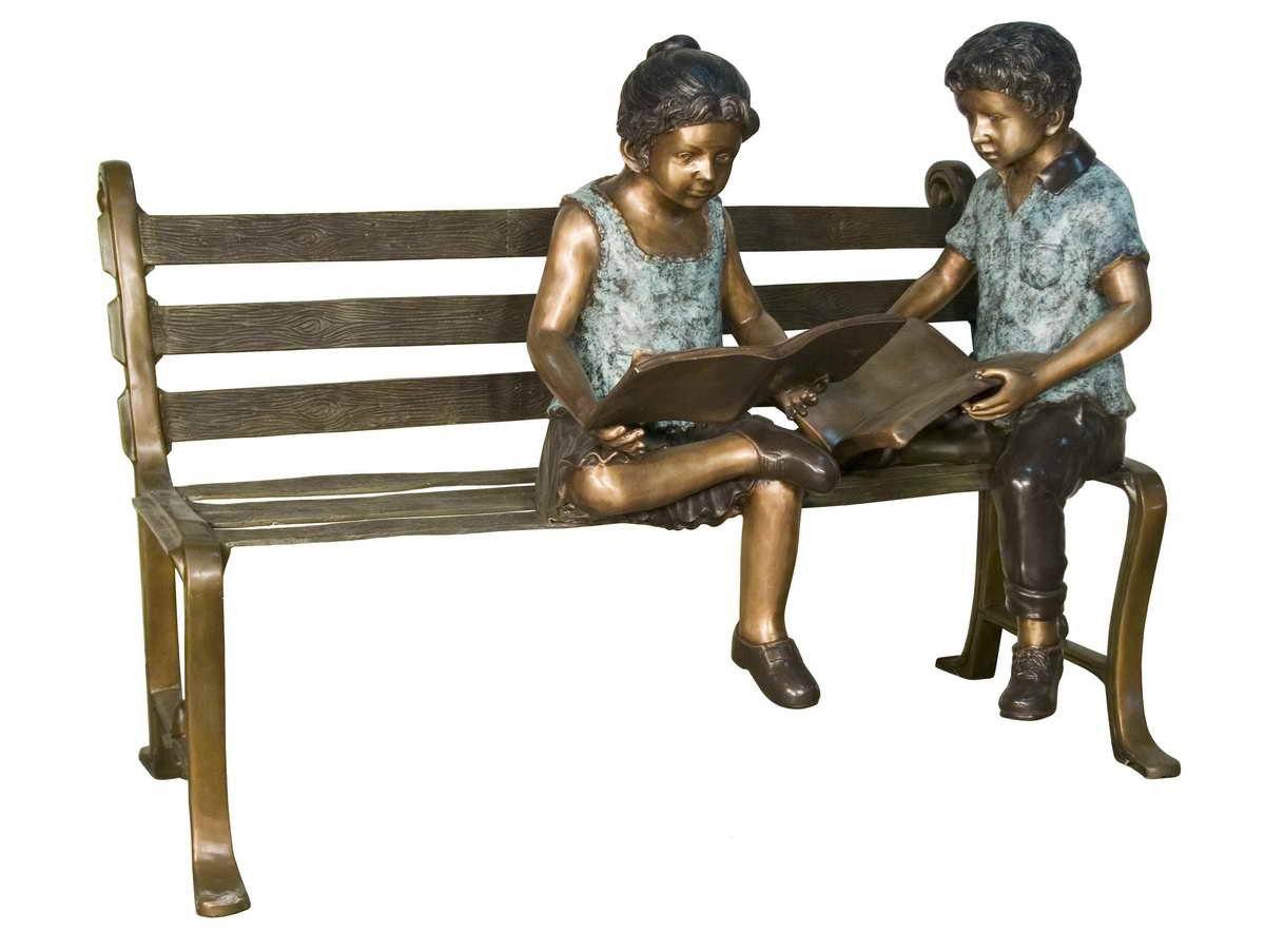 AFD Boy and Girl on Bench Benches AFD Multi-Colored 
