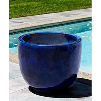 Thumbnail for Campania International Glazed Pottery Sem Planter Urn/Planter Campania International Riviera Blue Extra Large 