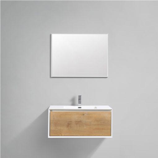 Eviva Vienna 36″ White Frame Wall Mount Bathroom Vanity w/ White Integrated Top Vanity Eviva White Oak 