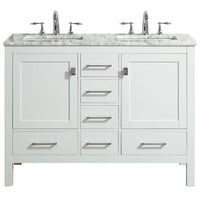 Thumbnail for Eviva Aberdeen 48″ Transitional Double Sink Bathroom Vanity w/ White Carrara Top Vanity Eviva White 