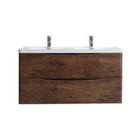 Thumbnail for Eviva Smile 48″ Wall Mount Modern Double Sink Bathroom Vanity w/ White Integrated Top Bathroom Vanity Eviva Rosewood 