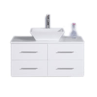 Thumbnail for Totti Wave 36″ Modern Bathroom Vanity w/ Super White Man-Made Stone Top & Sink Vanity Eviva White 