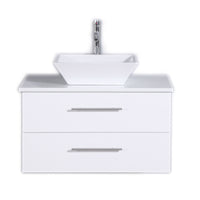 Thumbnail for Totti Wave 30″ Modern Bathroom Vanity w/ Super White Man-Made Stone Top & Sink Vanity Eviva White 