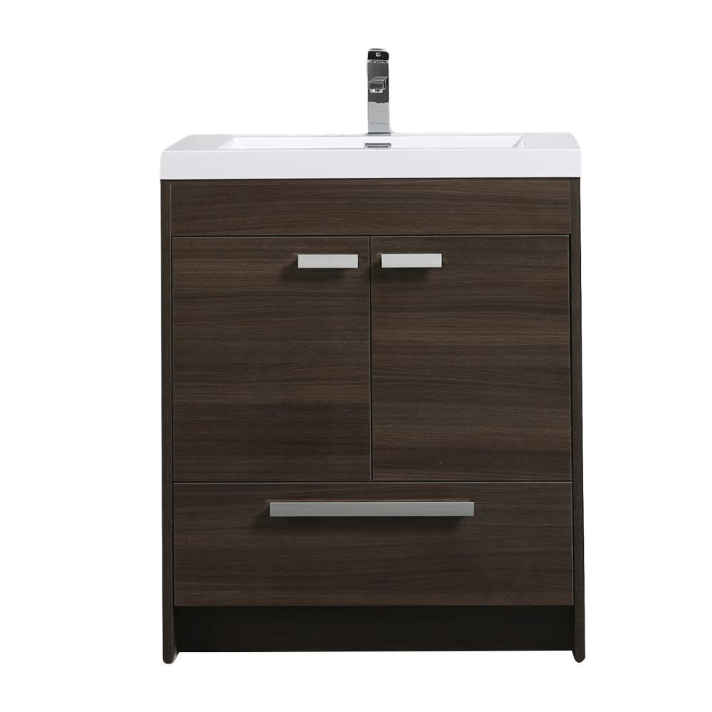 Eviva Lugano 30″ Modern Bathroom Vanity w/ White Integrated Top Vanity Eviva Gray Oak 