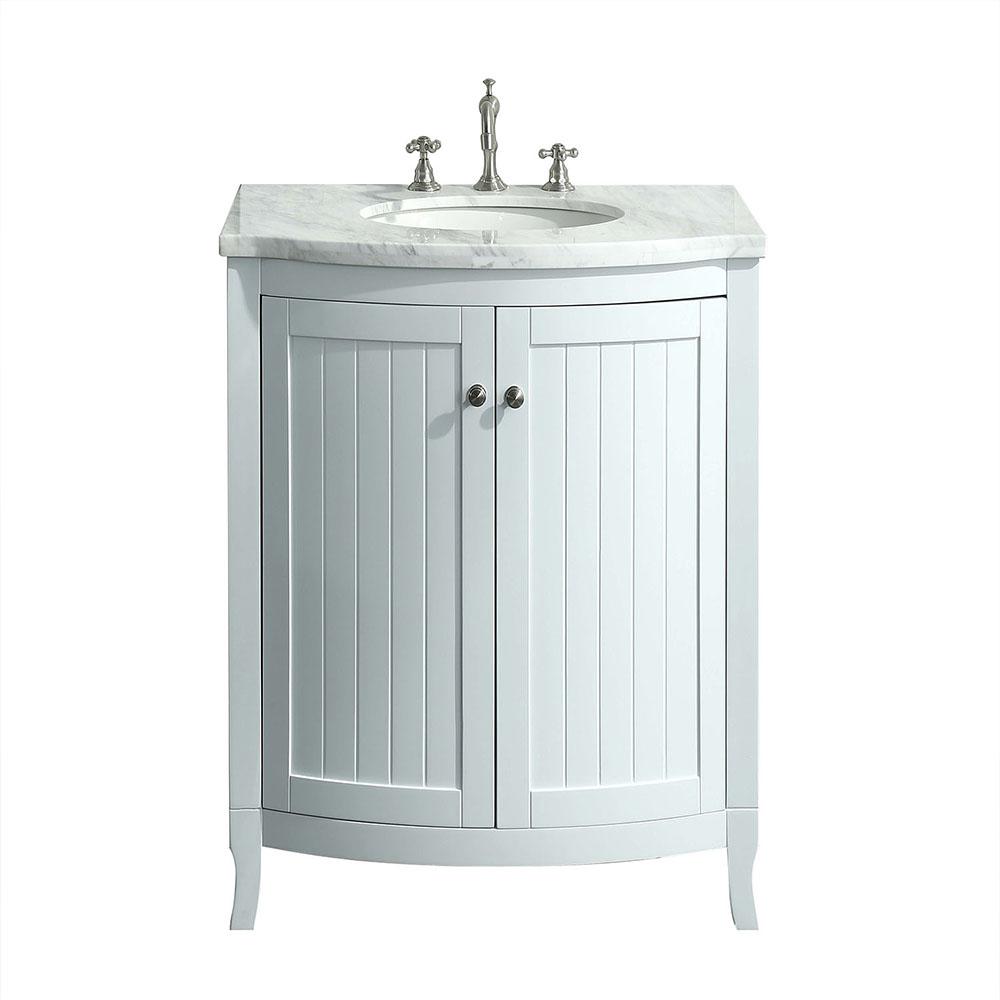 Eviva Odessa Zinx+® 24″ White Bathroom Vanity with White Carrera Marble Counter-top and Porcelain Sink Bathroom Vanity Eviva 