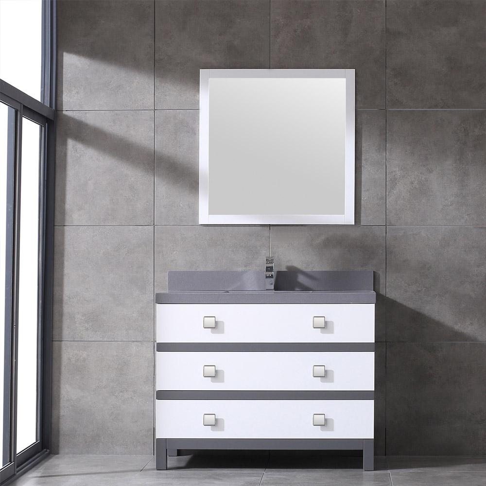 Eviva Sydney 42 Inch Bathroom Vanity with Solid Quartz Counter-top Vanity Eviva White/Grey 