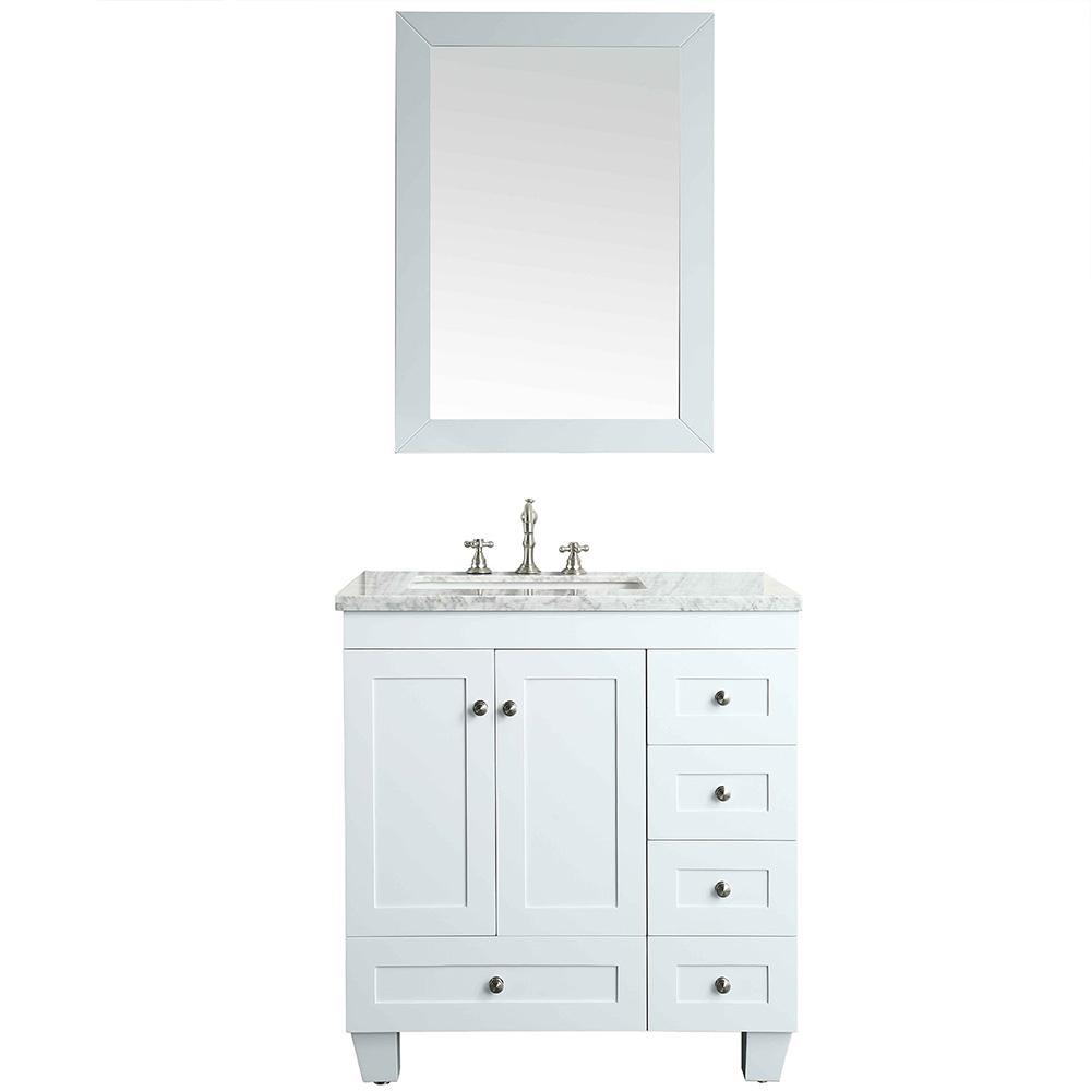 Eviva Acclaim 28″ Transitional Bathroom Vanity w/ White Carrara Top Vanity Eviva White 