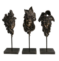 Thumbnail for AFD Bronzed Masks On Stand Set of 3 Décor AFD BRONZE 