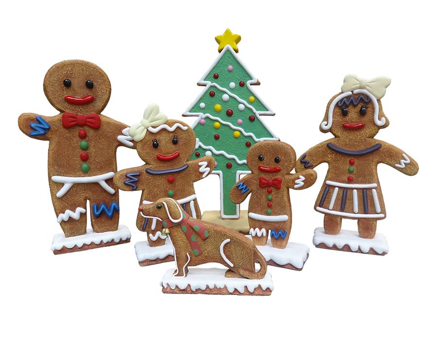 AFD Mini Gingerbread Family Set of 6 (KIT) Statuary AFD Multi-Colored 