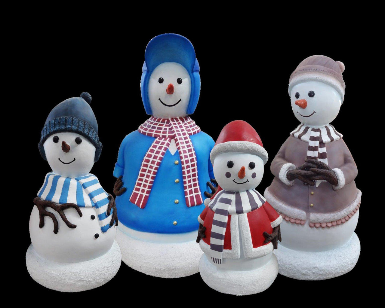 AFD Mini Snowman Family Set of 4 (KIT) Statuary AFD Multi-Colored 