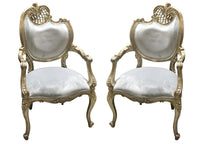 Thumbnail for AFD Pair of French Rococo Fire Platina Side Chair in Silver Finish Chairs AFD Silver 