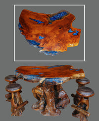 Thumbnail for AFD Rare 100 Year Old Teak Bar Table with 4 Old Growth Stools Bar And Game AFD Teak 